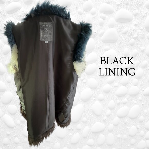 Gorgeous GUESS Tri Coloured Faux Fur Vest – Size M - Like New - Picture 5 of 11